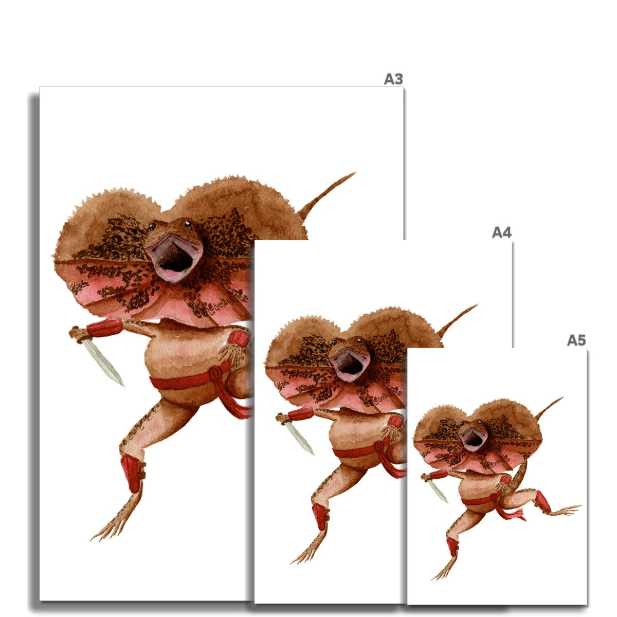 Fighter Frill-Necked Lizard Giclée Art Print